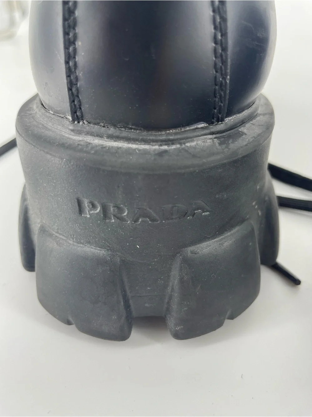 Prada Monolith Leather & Re-Nylon Combat Boots — Size 10.5